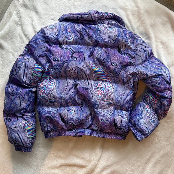SHEIN Holographic / Trippy Marble Pattern Puffer Coat - Picture 8 of 10